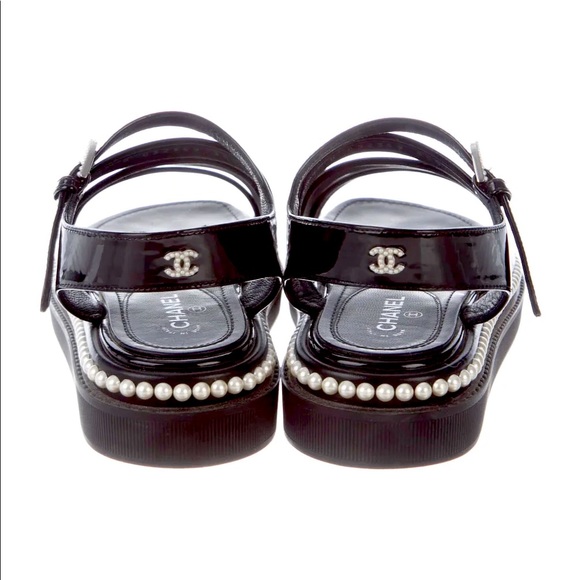 Chanel “Chaînes de Minuit” Patent Leather Heeled Sandal
